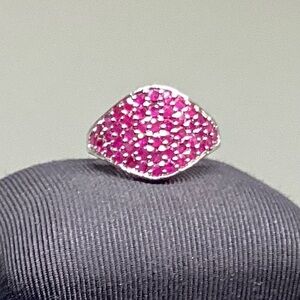New❣️Real Ruby 925 Ring Cigar Band Cluster Sterling Silver VTG